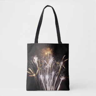 Weiße und goldene Feuerwerke II Patriotische Feier Tasche