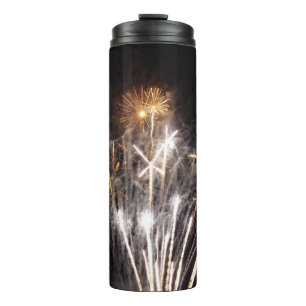 Weiße und goldene Feuerwerke II Patriotische Feier Thermosbecher