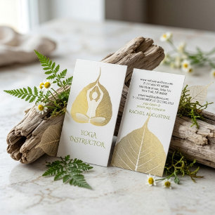 Weiße und goldene Folie Bodhi Blatt Yoga Meditatio Visitenkarte