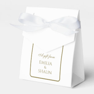 Weiße und goldene Gastgeschenk Hochzeit mit Bow Geschenkschachtel
