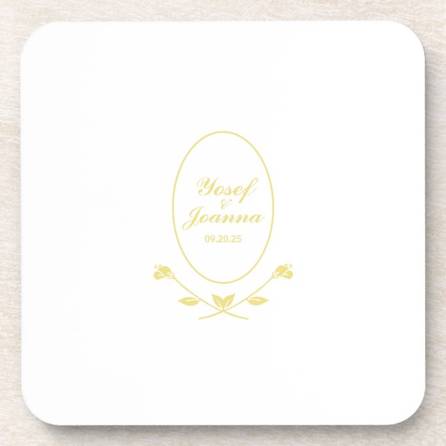 Weiße und goldene Hochzeit Getränkeuntersetzer (Vorderseite)