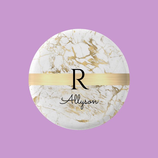 Weiße und goldene Marmor Goldbarren, DIY schwarze  Button (Von Creator hochgeladen)