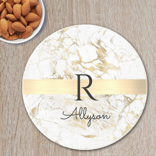 Weiße und goldene Marmor Goldbarren, DIY schwarzes Getränkeuntersetzer