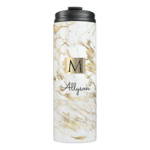 Weiße und goldene Marmor, Goldene Schachtel, Name Thermosbecher