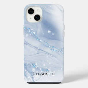 Weiße und goldene Marmorglitzer personalisiert iPhone 14 Plus Hülle