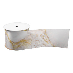 Weiße und goldene Marmorierung Satinband
