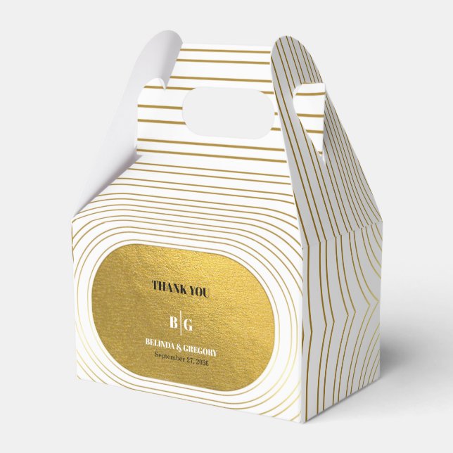 Weiße und goldene moderne Minimalistische Arch-Hoc Geschenkschachtel (Vorderseite)