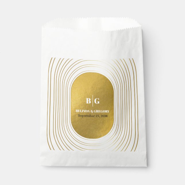 Weiße und goldene moderne Minimalistische Arch-Hoc Geschenktütchen (Vorderseite)