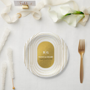Weiße und goldene moderne Minimalistische Arch-Hoc Pappteller