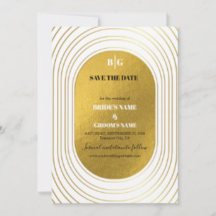 Weiße und goldene moderne Minimalistische Arch-Hoc Save The Date