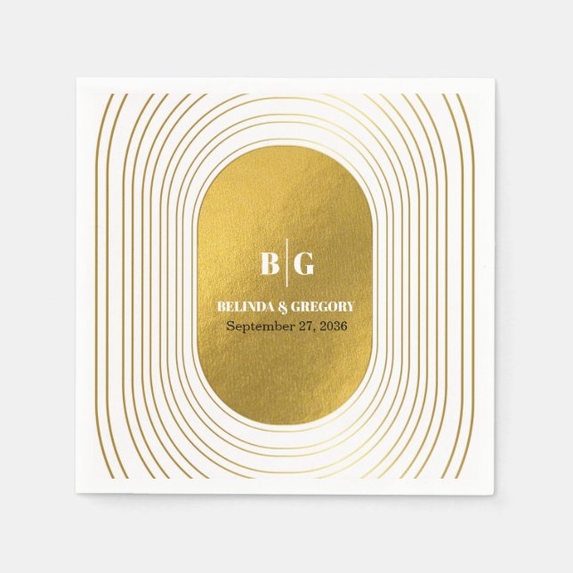 Weiße und goldene moderne Minimalistische Arch-Hoc Serviette (Vorderseite)