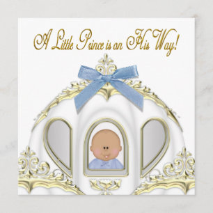 Weiße und goldene Prinz African American Babyparty Einladung