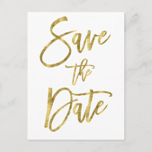 Weiße und goldene Save-the-Date-Postkarten Ankündigungspostkarte