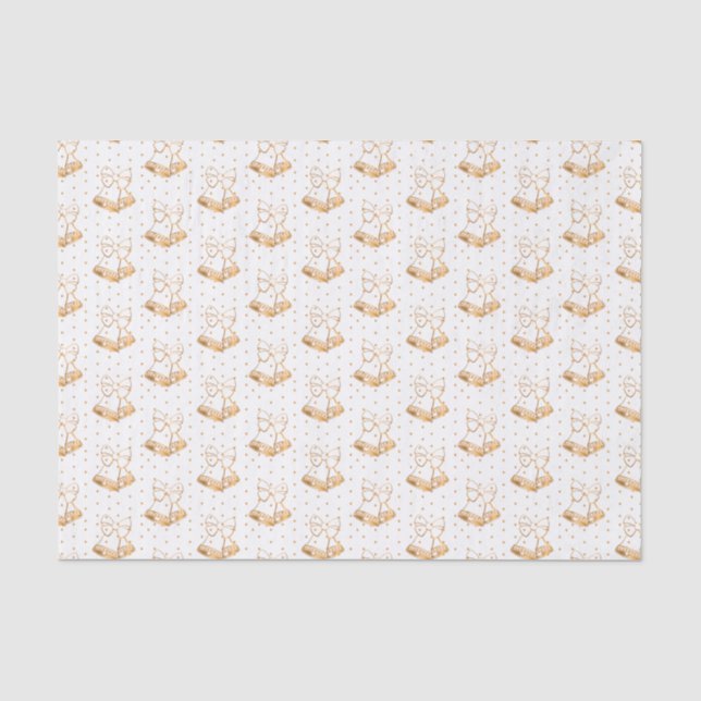 Weiße und goldene Weihnachtsglocken Seidenpapier (Vorderseite)