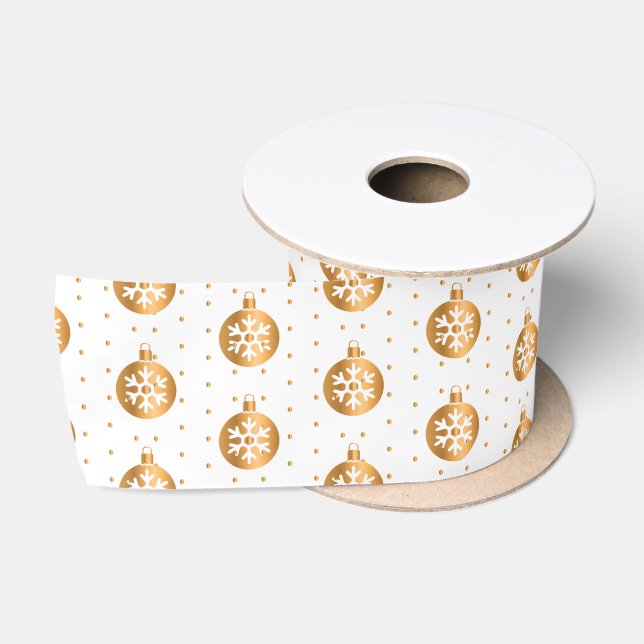 Weiße und goldene Weihnachtsschmuck Satinband (Spule)