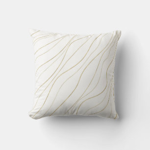 Weiße und goldene Wellenlinien Moderne Glamour Kissen