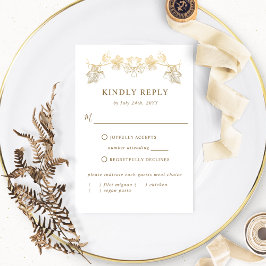 Weiße und goldgelbe Blätter, UAWG mit Mahlzeiten RSVP Karte