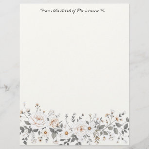 Weiße und graue Blumengrenze Briefbogen