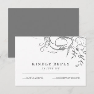 Weiße und graue Blumenhochzeit RSVP Karte