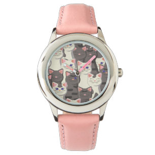 Weiße und graue Katzen Armbanduhr