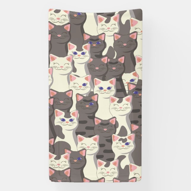 Weiße und graue Katzen Banner (Vertikal)
