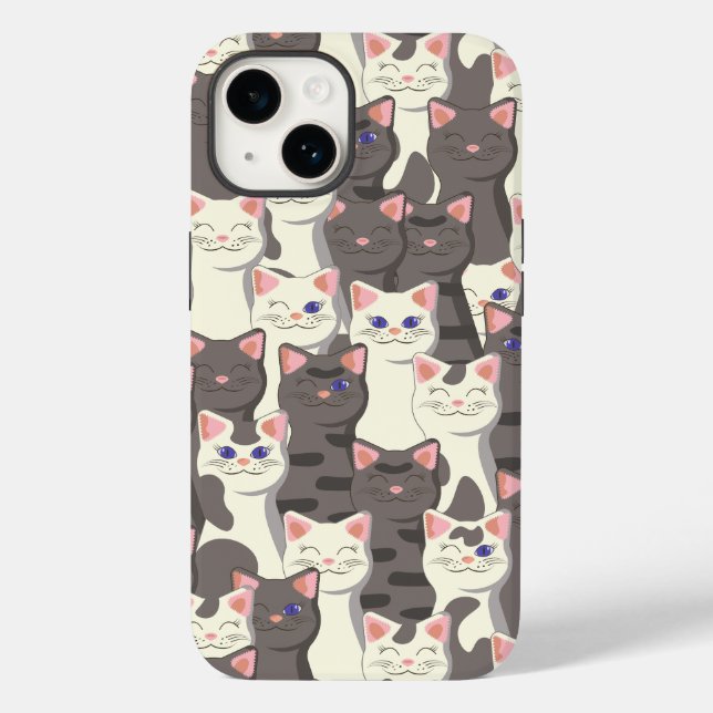 Weiße und graue Katzen Case-Mate iPhone 14 Hülle (Rückseite)