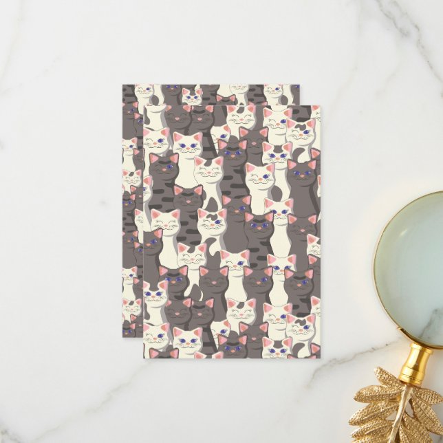 Weiße und graue Katzen Dankeskarte (Vorderseite/Rückseite Beispiel)