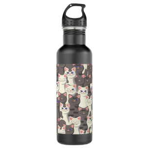 Weiße und graue Katzen Edelstahlflasche