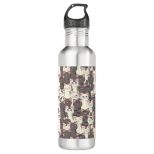 Weiße und graue Katzen Edelstahlflasche