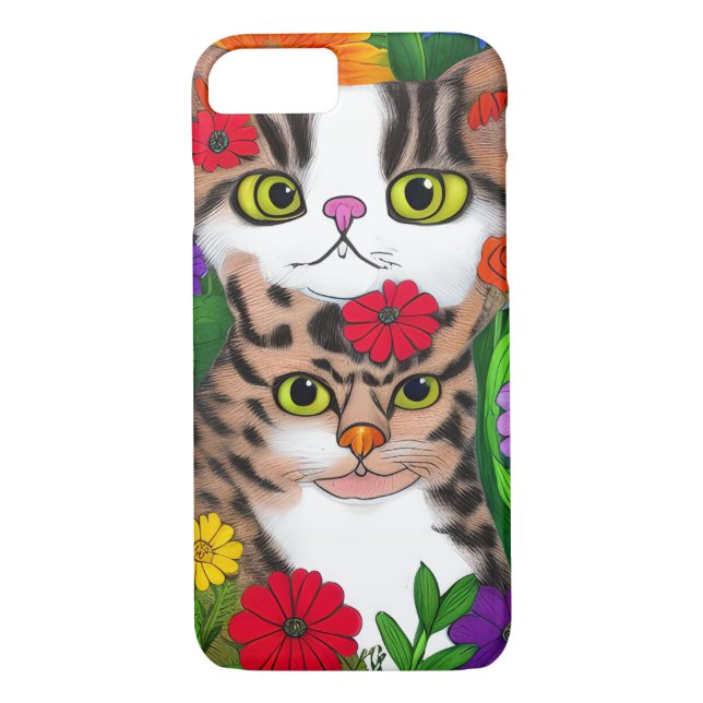 Weiße und graue Katzen | Farbige Blume Case-Mate iPhone Hülle (Rückseite)