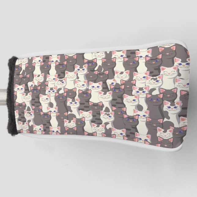 Weiße und graue Katzen Golf Headcover (Vorderseite)