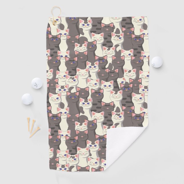 Weiße und graue Katzen Golfhandtuch (Insitu)