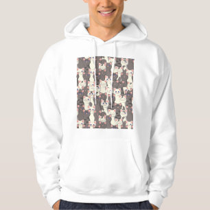 Weiße und graue Katzen Hoodie