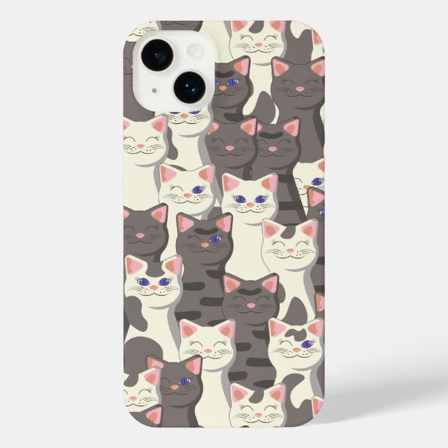 Weiße und graue Katzen iPhone 14 Plus Hülle (Rückseite)