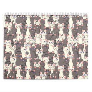 Weiße und graue Katzen Kalender