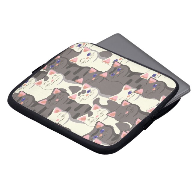 Weiße und graue Katzen Laptopschutzhülle (Vorne Oben)