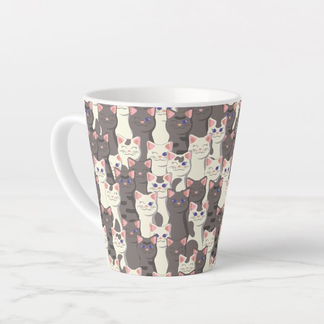 Weiße und graue Katzen Milchtasse (Linke Ecke)