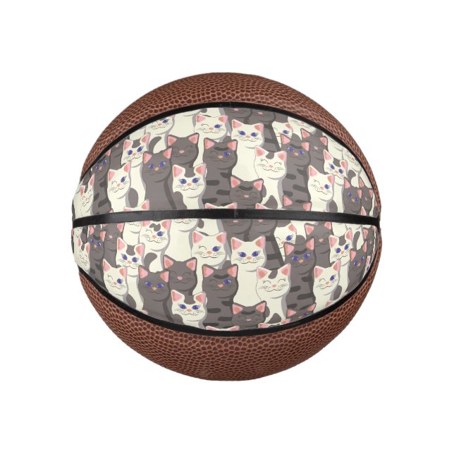 Weiße und graue Katzen Mini Basketball (Vorderseite)