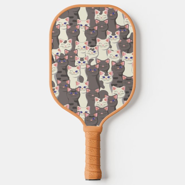 Weiße und graue Katzen Pickleball Schläger (Vorderseite)
