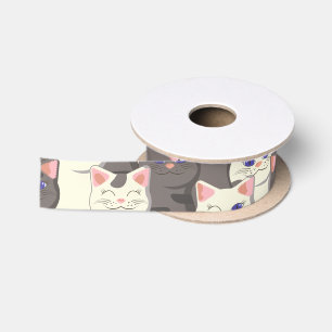 Weiße und graue Katzen Satinband