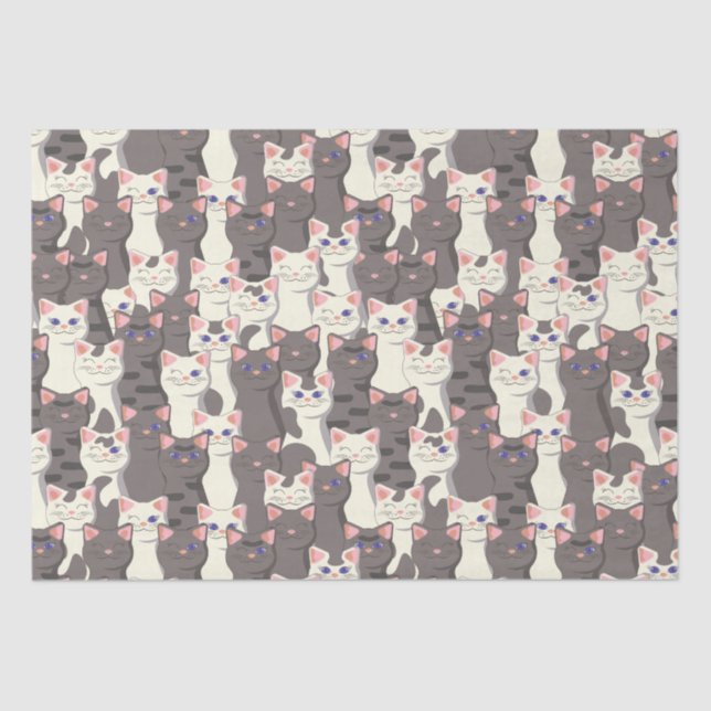 Weiße und graue Katzen Seidenpapier (Vorderseite)