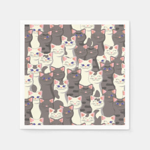 Weiße und graue Katzen Serviette