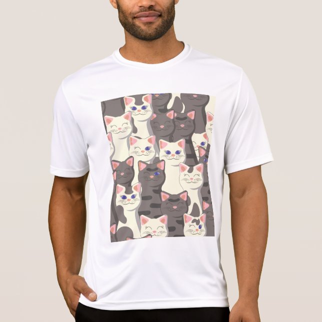 Weiße und graue Katzen T-Shirt (Vorderseite)