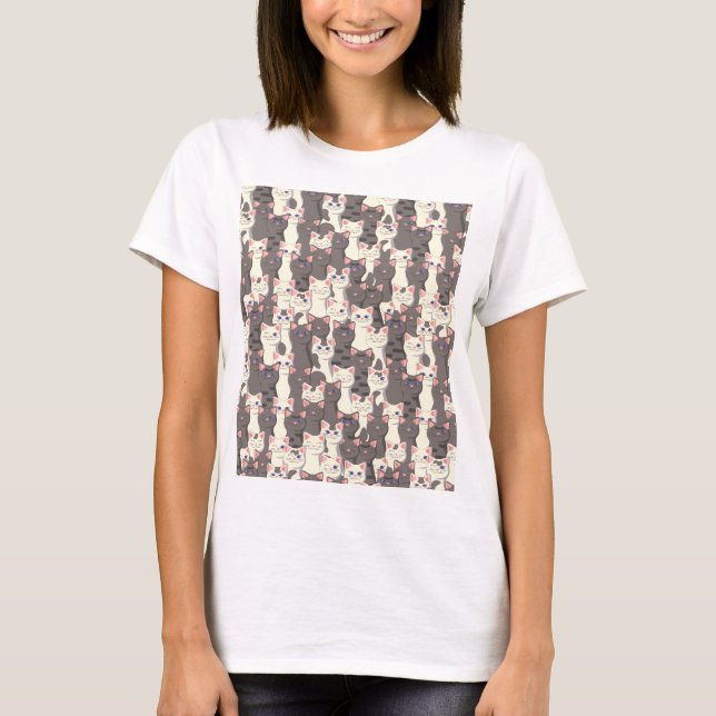 Weiße und graue Katzen T-Shirt (Vorderseite)