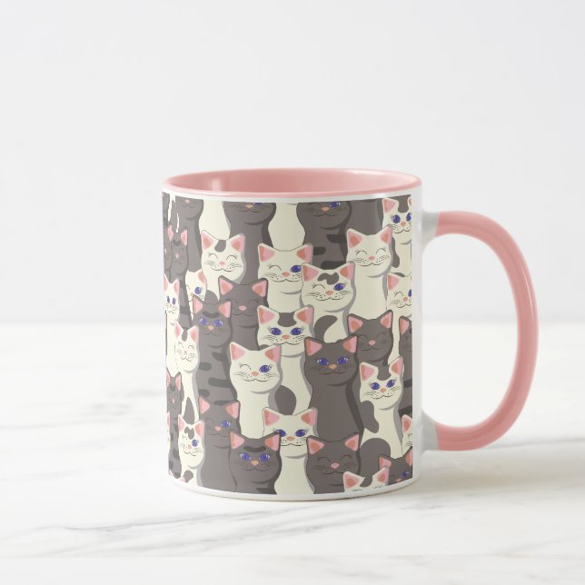 Weiße und graue Katzen Tasse (Rechts)