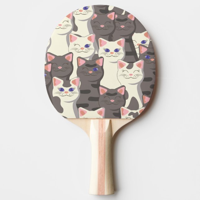 Weiße und graue Katzen Tischtennis Schläger (Vorderseite)