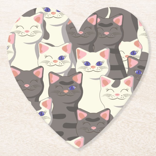 Weiße und graue Katzen Untersetzer (Vorderseite)