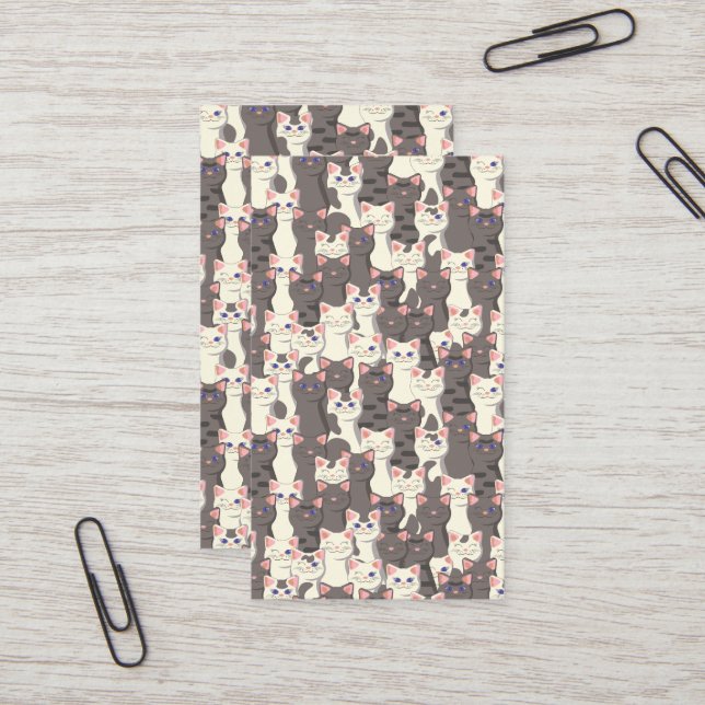 Weiße und graue Katzen Visitenkarte (Vorderseite/Rückseite Beispiel)