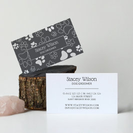 Weiße und graue Pet Groomer Paw Print Visitenkarte