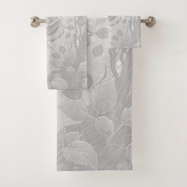 Weiße und graue Rose 2 Badhandtuch Set (Insitu)